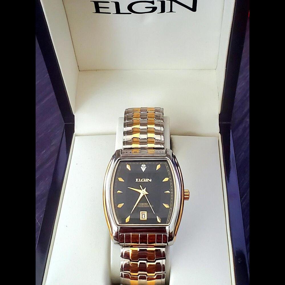 Rare Elgin Lord Diamond Dial Barrel Dress Watch Box Papers